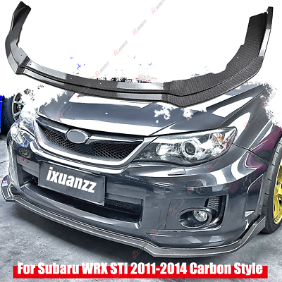 #ad For 2011 2014 Subaru WRX STI CS2 Style JDM Carbon Style Front Bumper Body Lip 3x $69.99