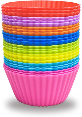 #ad 24 Pack Silicone Baking Cups Reusable Muffin Liners Non Stick Cup Cake Molds Set $20.99