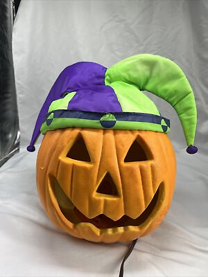 #ad Halloween Plug in Light Up Pumpkin With Purple and Green Cap $20.00