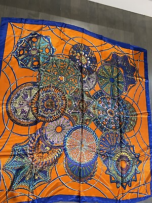 #ad New Beautiful Fashion Abstract Art Silk SCARF SQUARE 36X36 GORGEOUS DESIGN Ornge $51.75