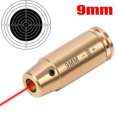 #ad #ad CAL 9mm Red Laser Bore Sight Brass Cartridge Bullet Shap Boresighter 6 Batteries $12.69