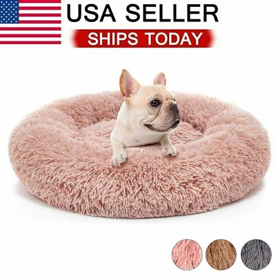 #ad Pet Dog Cat Bed Donut Long Plush Fluffy Soft Warm Cushion Mat Sleeping Kennel US $14.31