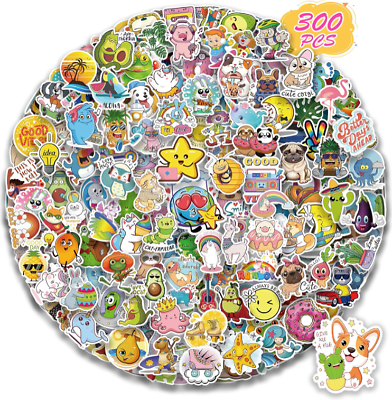 #ad 300 Pcs Cute Stickers for Kids Sticker for Laptop Skateboard Waterproof Vinyl $7.91