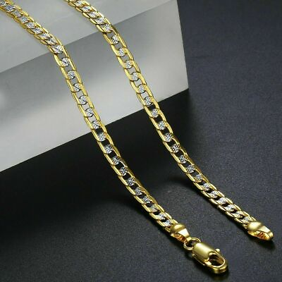 #ad 4mm 18 30quot; Diamond Cut Curb Cuban Link Gold Plated Chain Necklace Men Women Gift $9.49