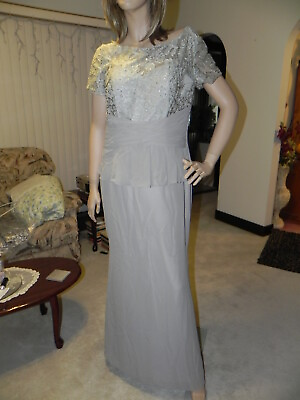 #ad New Mother of Bride Groom Dress... Gray Silver Trumpet Mermaid Chiffon size 16 $119.96