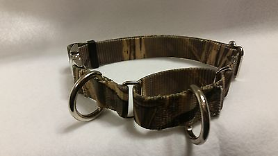 #ad Martingale Dog Collar W Metal Buckle USA Made Tough Double D Ring UPS SHIPPING $14.95