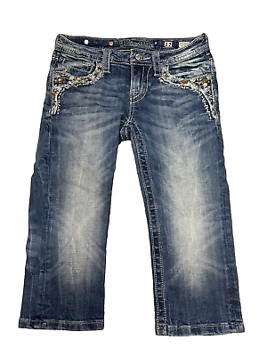 #ad Miss Me Capri Jeans Youth Girls Size 12 Embellished Bling Rhinestones $22.99