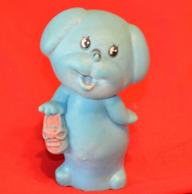 #ad Vintage 1970#x27;s Rubber Squeak Toy Blue Dog Still Squeaks $4.95