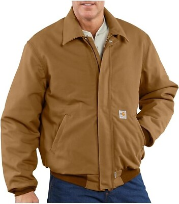 #ad NWT Carhartt Men#x27;s Flame Resistant Duck Bomber Jacket Brown 2XL $127.00