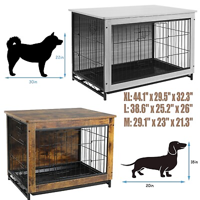 #ad Dog Cage Furniture Wood Crate Kennel W Removable Tray Large Medium Small Dogs $179.89
