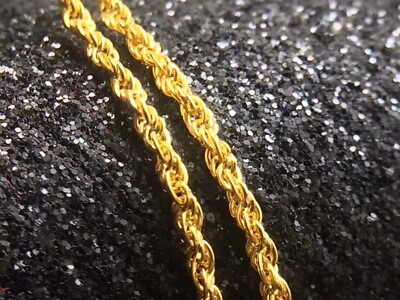 #ad Pure 18K Yellow Gold Necklace Fine Solid 18CT Gold Rope Chain Twist Singapore $131.11