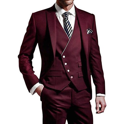 #ad Groom Dress Best Man Set Suit Three Piece Host Banquet Large Suit $113.99