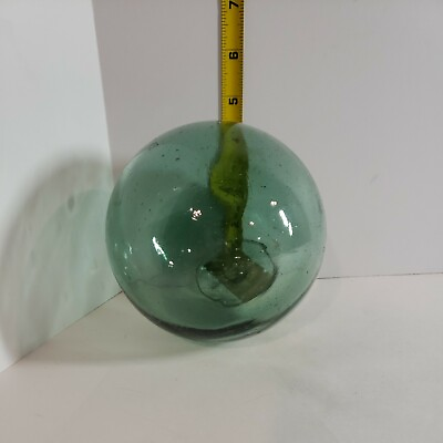 #ad Vintage 4.5quot; Round Green Glass Ball With Bubbles Beautiful $39.99