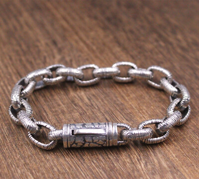 #ad Real 925 Sterling Silver Men 10mm Big Circle Rolo Link Bracelet 7.5inch 47 48g $122.13