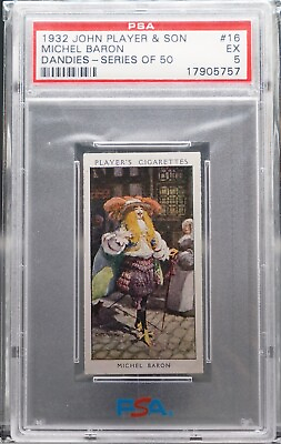 #ad Vintage 1932 John Player amp; Sons Tobacco Card #16 Michel Baron PSA 5 EX $79.99