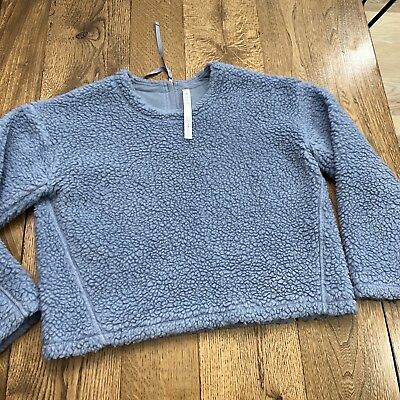 #ad Lululemon Women’s Whenever Crew Sherpa Cozy Pullover Blue Wool Blend Size 10 $19.99