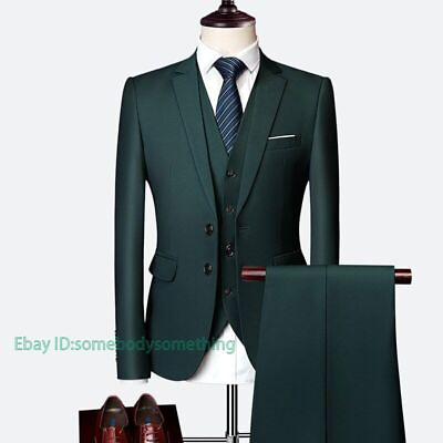 #ad Luxury 3 Piece Men Wedding Suit Business Office Suit Sets Blazer Pants Vest $98.98