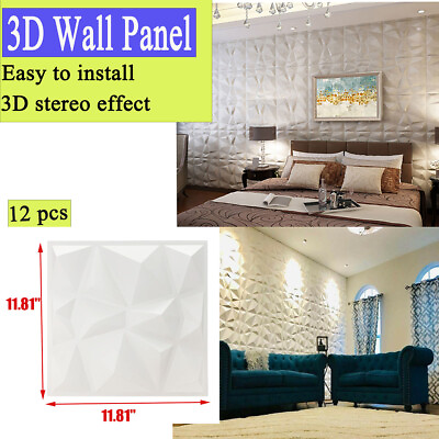 #ad 12pcs 3D Wall Decor 3D Wall Panels PVC 3D Wall Decoration Home DIY 11.8quot; 30cm $28.05