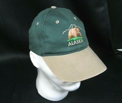 #ad Alaska Shirt Company Ball Cap Snap Back Beige Green 100% Cotton $6.25