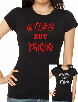 #ad CUTE BUT PSYCHO T Shirt. Unisex or Women#x27;s Fitted Tee Printed Cotton GBP 12.99