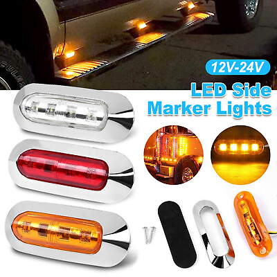 #ad LED Side Marker Light Truck Trailer Clearance Lamp Amber White Red Chrome Lamp $23.99