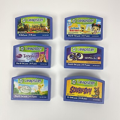 #ad LOT of 6 LeapFrog Leapster LeapPad Game Cartridges Disney Tangled Walle Scooby $15.99