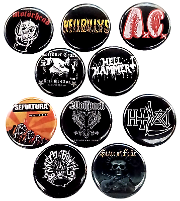 #ad Lot of 10 Punk Rock Metal Psychobilly 1quot; Pinback Buttons Motorhead Hellbillys #2 $9.86