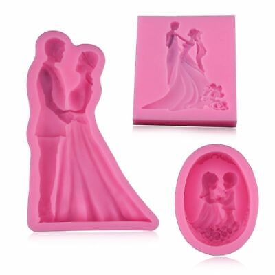 #ad Bride and Groom Wedding Character Modeling Silicone Mold Wedding Cake Border Dec $22.24