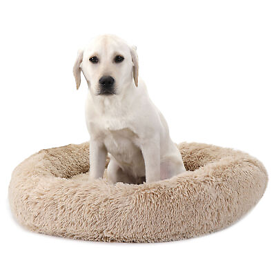 Fur Donut Cuddler Pet Calming Bed Dog Beds Soft Warmer Medium Small Dogs Cats $29.58