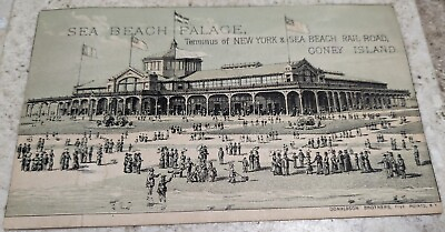#ad *RARE* 1888 VICTORIAN TRADE CARD SEA BEACH PALACE RAILROAD CONEY ISLAND NY $149.99
