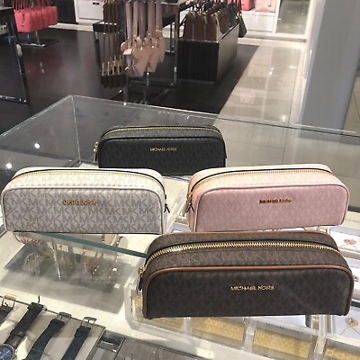 #ad Michael Kors Women Lady Makeup Cosmetic Case Clutch Bag Purse Black Pink Brown $48.50