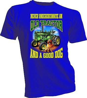 #ad Vintage Retro look Handmade Men#x27;s Tractor Dog t tee shirt Farmall B $17.99