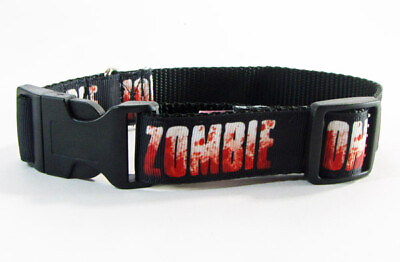 #ad Zombies dog collar adjustable buckle collar 1quot; wide or leash horror $27.00
