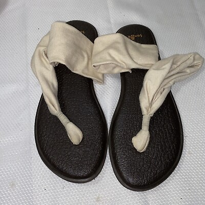 #ad Sanuk Yoga Sling Flip Womens Flops Sandals Beige SWS10951 Size 9 $16.16
