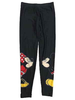 #ad Disney Womens Jrs Black Mickey amp; Minnie Mouse Leggings Stretch Pants $16.99