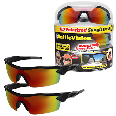 #ad As Seen On TV BattleVision HD Polarized Sunglasses 2 Pairs Eliminate Glare $19.99