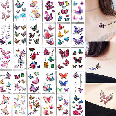 #ad 30pcs Women Tattoo Temporary Tattoos Sticker Fake Tatoo Body Art Waterproof $3.22