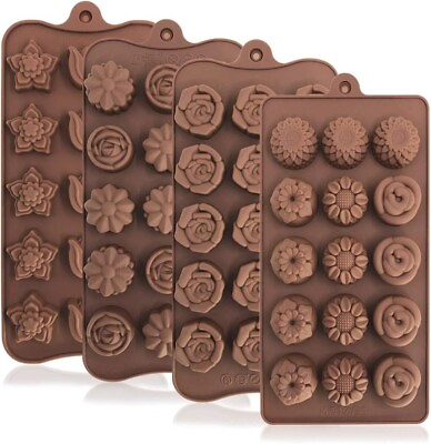#ad 4 Pack Silicone Chocolate Molds Food Grade Non Stick Baking Molds for Candy $15.32