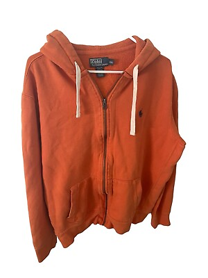 #ad Ralph Lauren Polo Large Zip Up Hoodie Sweatshirt Orange XXL $25.00