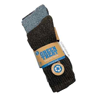 #ad #ad Green Treat Recycled Yarns Heathered Brown Blue Black 3 Pairs Outdoor Socks $28.97