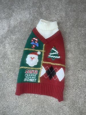 #ad Petco Holiday Time For Joy Red Green quot;UGLYquot; Christmas Sweater Puppy Dog MED $21.90