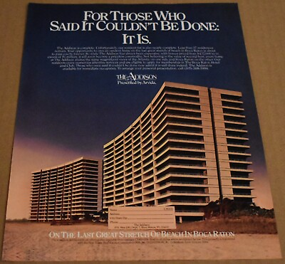 #ad 1986 Print Ad The Addison Boca Raton Florida by Arvida Great Beach Priceless $15.98