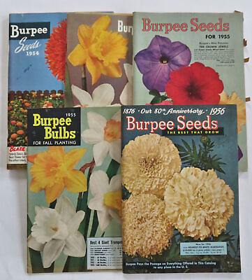 #ad Burpee Seed Catalogs Lot x 5 Gardening Supplies 1953 56 pictorial catalogs $78.40