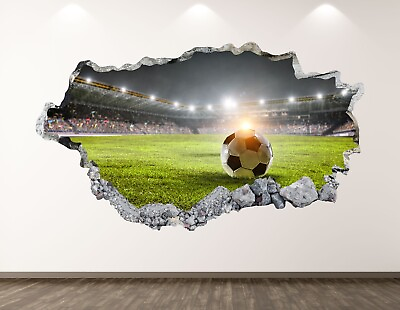 #ad Soccer Wall Decal Art Decor 3D Smashed Kids Ball Sports Nursery Sticker BL19 $69.95