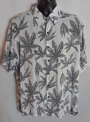 #ad Mad Gringo Mens Hawaiian Shirt XL Beige Leaf Print Short Sleeve Logo $5.00