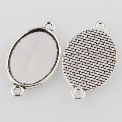 #ad 10pcs Antique Silver Alloy Tibetan Style Oval Cabochon Settings Tray 25x18mm $7.35