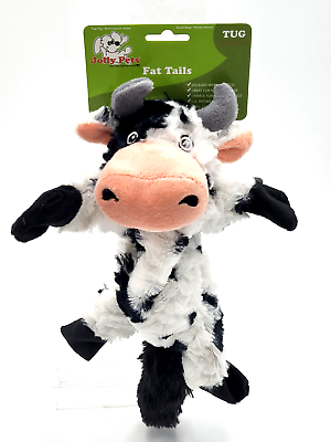 #ad Jolly Pets Fat Tails Cow Small Crinkle Squeaky Toss Fetch Tug Dog Toy $15.89