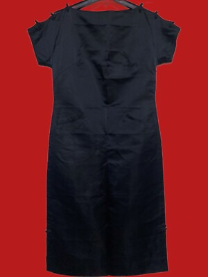 #ad Vintage Silk Dress Asian Design Dynasty Hong Kong Black 50’s 60’s Shift Midi $84.79