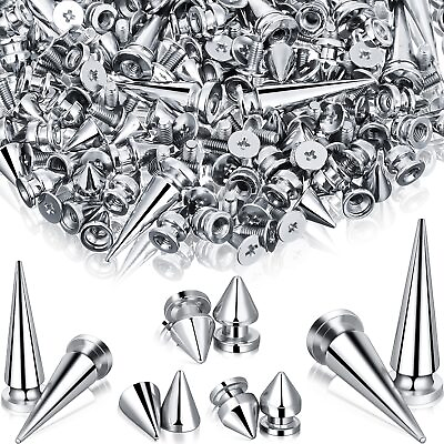#ad 250 Pieces Cone Spikes Screwback Studs Spikes and Studs Multiple Sizes Cone S... $24.93