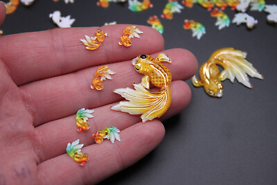 #ad Miniature Goldfish 50 Pk Orange or Rainbow Polyresin Flatback for Zen Garden $34.10